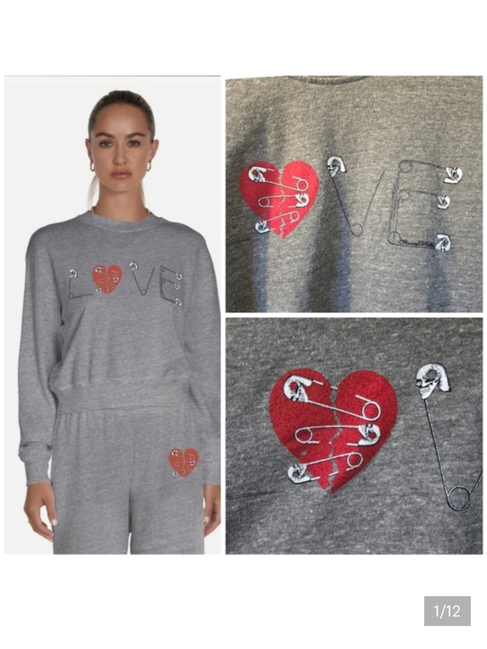 Lauren Moshi Spalding Safety Pin Love sweatshirt